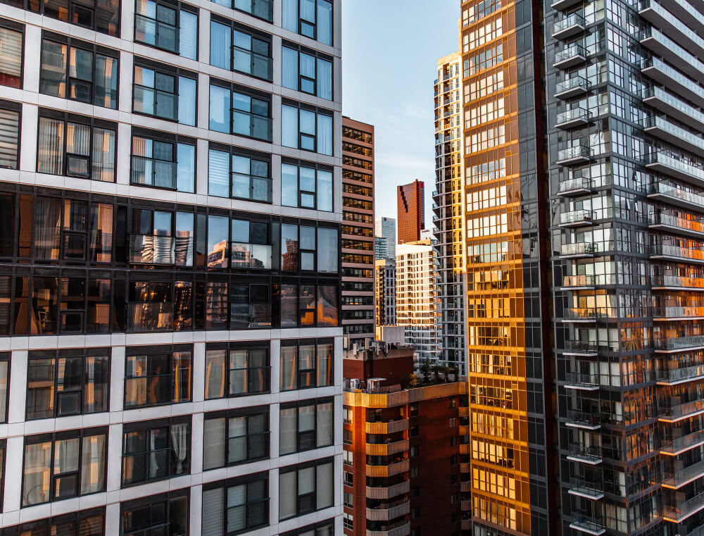 tall glass buildings
