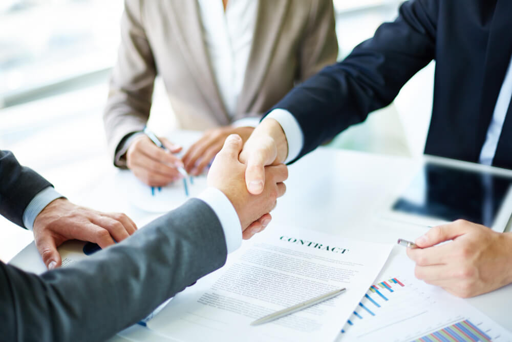 close up of handshake
