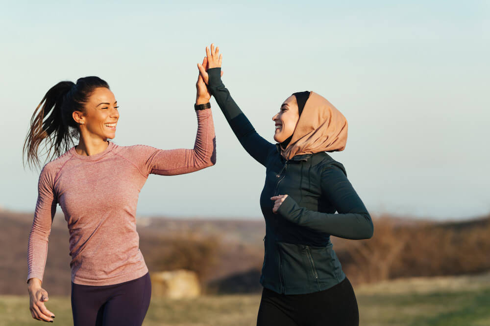 girls jogging